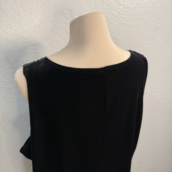 Black Velvet Sleeveless‎ Top Beaded Embellished Scoop Neck Tunic 3X Holiday Glam - Picture 5 of 7
